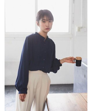 earth music&ecology ２ＷＡＹスタンドフリルブラウス Navy