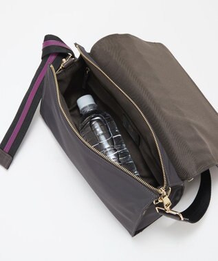 TOPKAPI 【TREASURE TOPKAPI】ナイロン ストライプ ベルト フラップ ショルダー バッグ ミディアムグレー