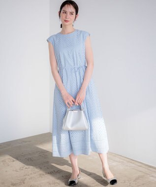 組曲 【先行予約】エンブロイダリーレース ワンピース クラウディブルー系