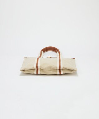 TOPKAPI 【TREASURE TOPKAPI】レザーコンビ ストライプハンドル スリム トートバッグ　A4 / 軽量 キャメル