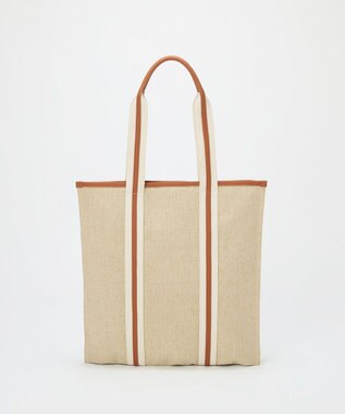 TOPKAPI 【TREASURE TOPKAPI】レザーコンビ ストライプハンドル スリム トートバッグ　A4 / 軽量 キャメル