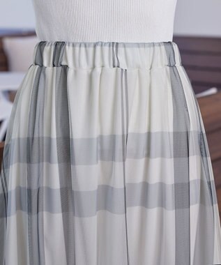 Tiaclasse チュールレースチェックスカート アイボリー