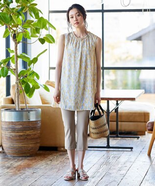 Tiaclasse 【洗える】体型カバーも叶うフリルカラーチュニックブラウス イエロー