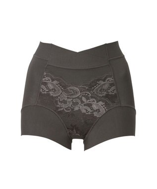 BRADELIS New York 【BRADELIS NewYork peace】綿混フィットレースショーツ ウエストからヒップ下まですっぽり包み補整するショーツ チャコール