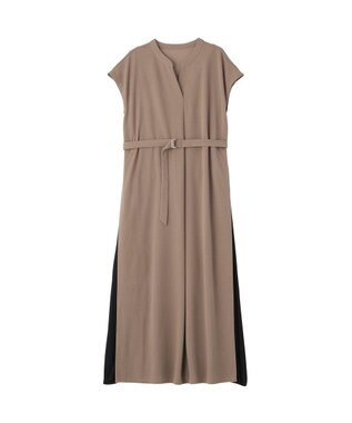 YECCA VECCA ベルテッドプリーツ切替ワンピース Mocha