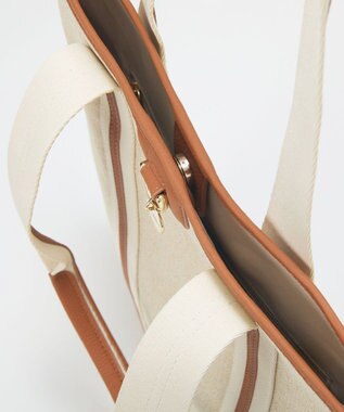 TOPKAPI 【TREASURE TOPKAPI】レザーコンビ ストライプハンドル スリム トートバッグ　A4 / 軽量 キャメル