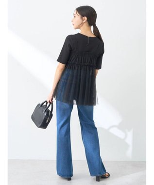 earth music&ecology ラインストーンフレアデニムパンツ Medium Indigo