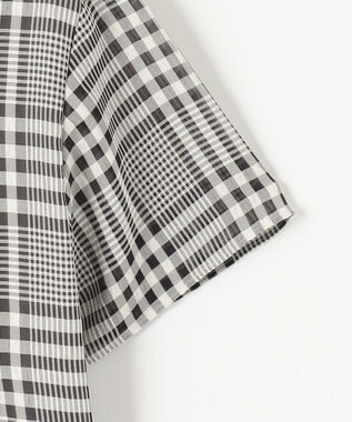 J.PRESS LADIES 【WEB限定カラーあり・洗える】シアーチェック カットソー ブラック×アイボリーギンガム系