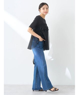 earth music&ecology ラインストーンフレアデニムパンツ Medium Indigo