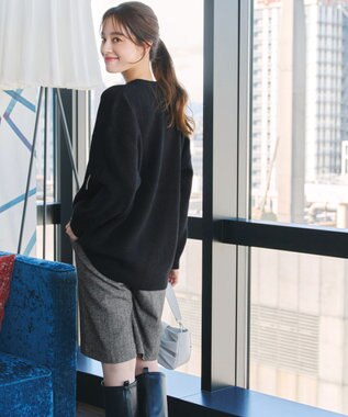 Tiaclasse 【洗える】ウール調キュロットパンツ チャコールグレー