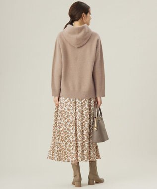 自由区 【カタログ掲載・洗える】スノーフラワープリント スカート モカ系