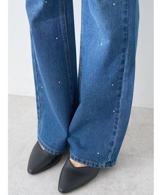 earth music&ecology ラインストーンフレアデニムパンツ Medium Indigo