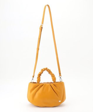 LA BAGAGERIE シープレザー ギャザーハンドル2wayラウンドトートバッグ マスタード