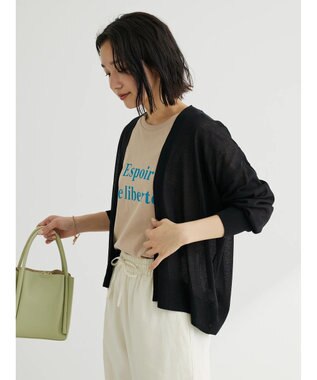 Green Parks 接触冷感ゆったりカーデ Black