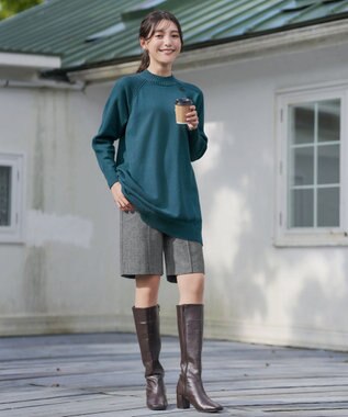 Tiaclasse 【洗える】ウール調キュロットパンツ チャコールグレー