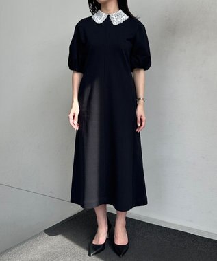 組曲 【2WAY】レース襟フレンチテリー ワンピース ブラック系