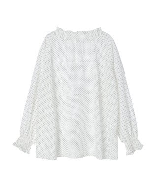 earth music&ecology シャーリングネックブラウス Dot