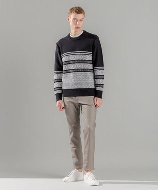 JOSEPH HOMME レボソジャガード 　クルーネックニット ブラック系3