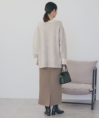 AMERICAN HOLIC 起毛バイカラーニットプルオーバー Beige