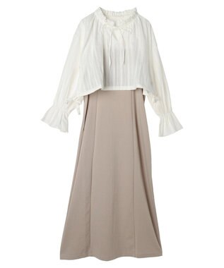 earth music&ecology ＳＥＴ２点ドビーショートブラウス＋キャミワンピース Beige