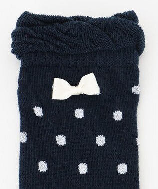 ANY KIDS ハイソックス（ドットリボン） ネイビードット