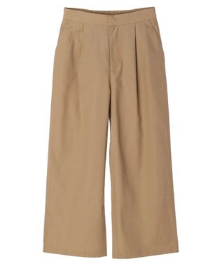 Green Parks 綿麻混タックストレートワイドパンツ Dark Beige