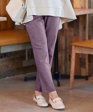 Tiaclasse 【洗える】裏起毛ストレッチテーパードパンツ パープル
