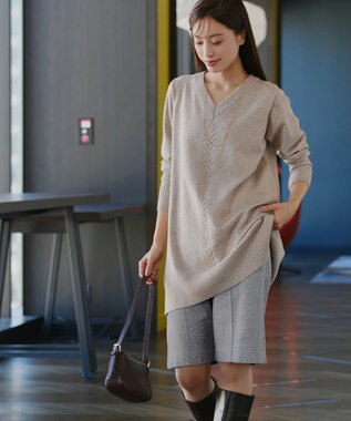 Tiaclasse 【洗える】ウール調キュロットパンツ グレー