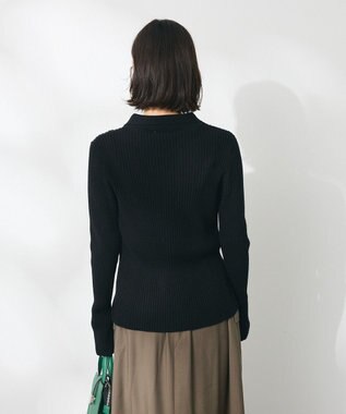 CRAFT STANDARD BOUTIQUE 襟付きニットコンパクトカーディガン Black