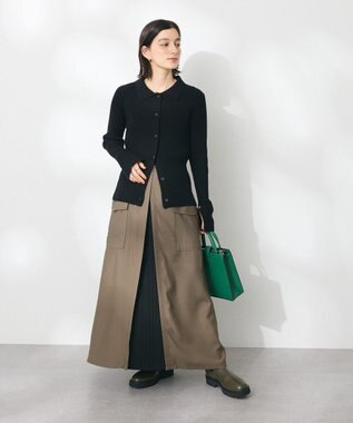 CRAFT STANDARD BOUTIQUE 襟付きニットコンパクトカーディガン Black