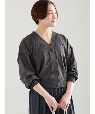 Te chichi 14G綿ポリVネックカーディガン チャコールグレー