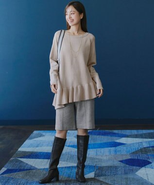 Tiaclasse 【洗える】ウール調キュロットパンツ グレー