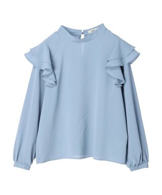 earth music&ecology フリルスリーブブラウス Blue