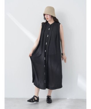 earth music&ecology ノースリーブギャザーワンピース Black