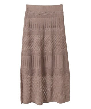 earth music&ecology ＳＥＴ２点レース編みペプラムカーデ＋スカート Pink Beige