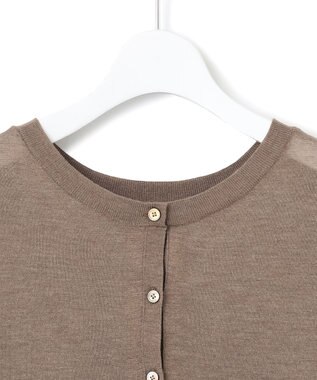 23区 【前後着用可能/洗える】シャイニーシアー 5分袖 カーディガン ブラウン系