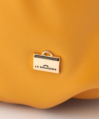 LA BAGAGERIE シープレザー ギャザーハンドル2wayラウンドトートバッグ マスタード