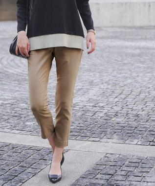 Tiaclasse 【洗える】裏起毛ストレッチテーパードパンツ キャメル