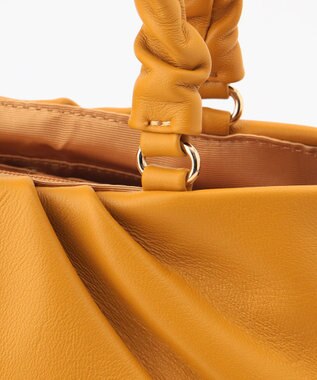 LA BAGAGERIE シープレザー ギャザーハンドル2wayラウンドトートバッグ マスタード