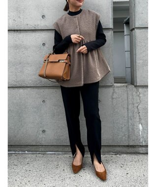 Green Parks フレア裏付きボアベスト Gray Beige