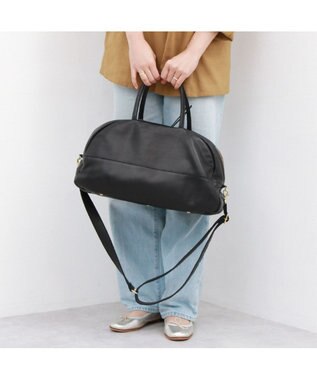 UNBILLION ペルケ perche / ガーメントレザー・サスティナブル2wayハーフムーンボストン