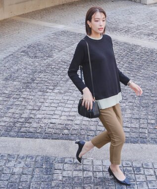 Tiaclasse 【洗える】裏起毛ストレッチテーパードパンツ キャメル