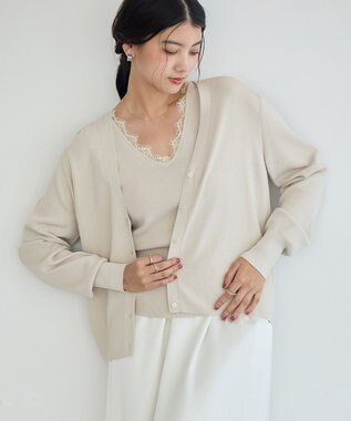 YECCA VECCA 【マシンウォッシャブル】レースニットアンサンブル Ivory