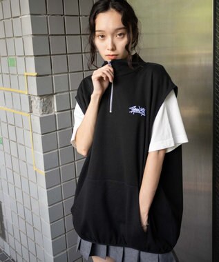 WEGO 【ユニセックス着用ITEM】ノースリハーフジッププルオーバー ブラック