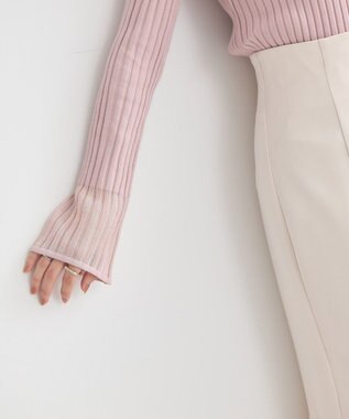 earth music&ecology シアースリーブリブハイネックプルオーバー Pink