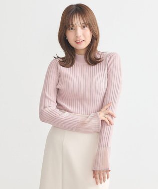 earth music&ecology シアースリーブリブハイネックプルオーバー Pink