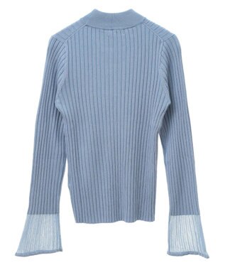 earth music&ecology シアースリーブリブハイネックプルオーバー Sax