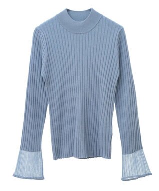 earth music&ecology シアースリーブリブハイネックプルオーバー Sax