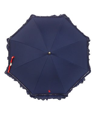 MOONBAT 【遮光/晴雨兼用日傘】POLO RALPH LAUREN(ポロ ラルフローレン) エンブフリル 長傘 遮熱 UV ディープブルー