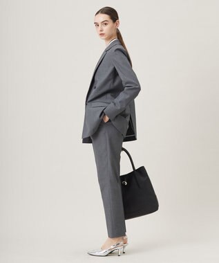 ICB 【接触冷感・UVケア・撥水・洗える】LooseWeave ダブルブレストジャケット チャコール系